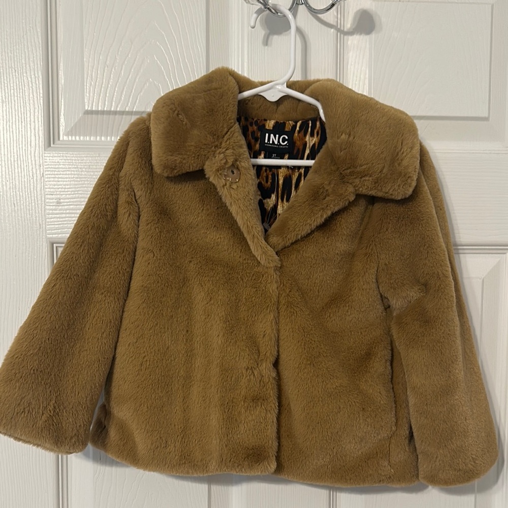 INC International Concepts Tan Pea Coat Faux Fur